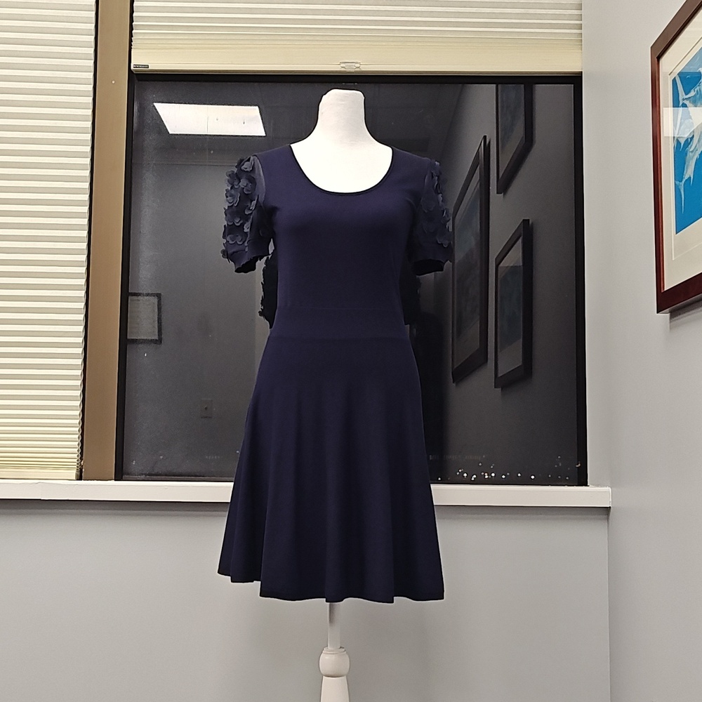 Draper James XS Nassau Navy Fleurette Sleeve Lightweight Sweater Dress NWT - Picture 6 of 13